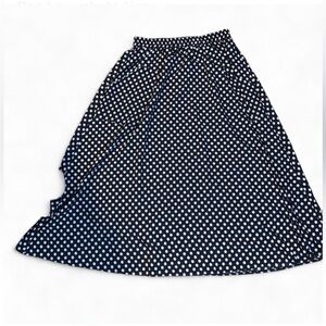 Polka Dot Women's maxi skirt with pockets pull on elastic waist band size xl